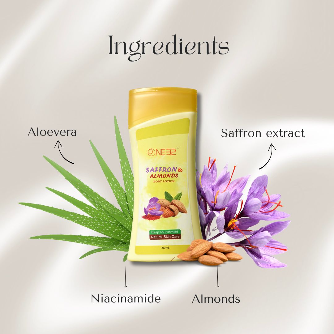NE32 Saffron Almond Body lotion-Skin Care-NE32-Kiyo Beauty India