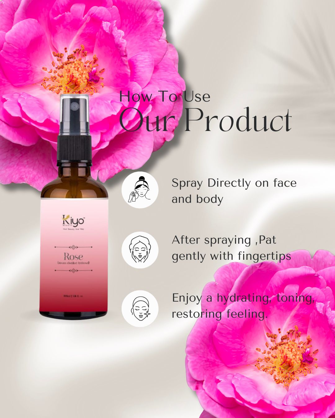 Kiyo BEAUTY Rose Hydrosol-Hydrosol-Kiyo Beauty India-Kiyo Beauty India