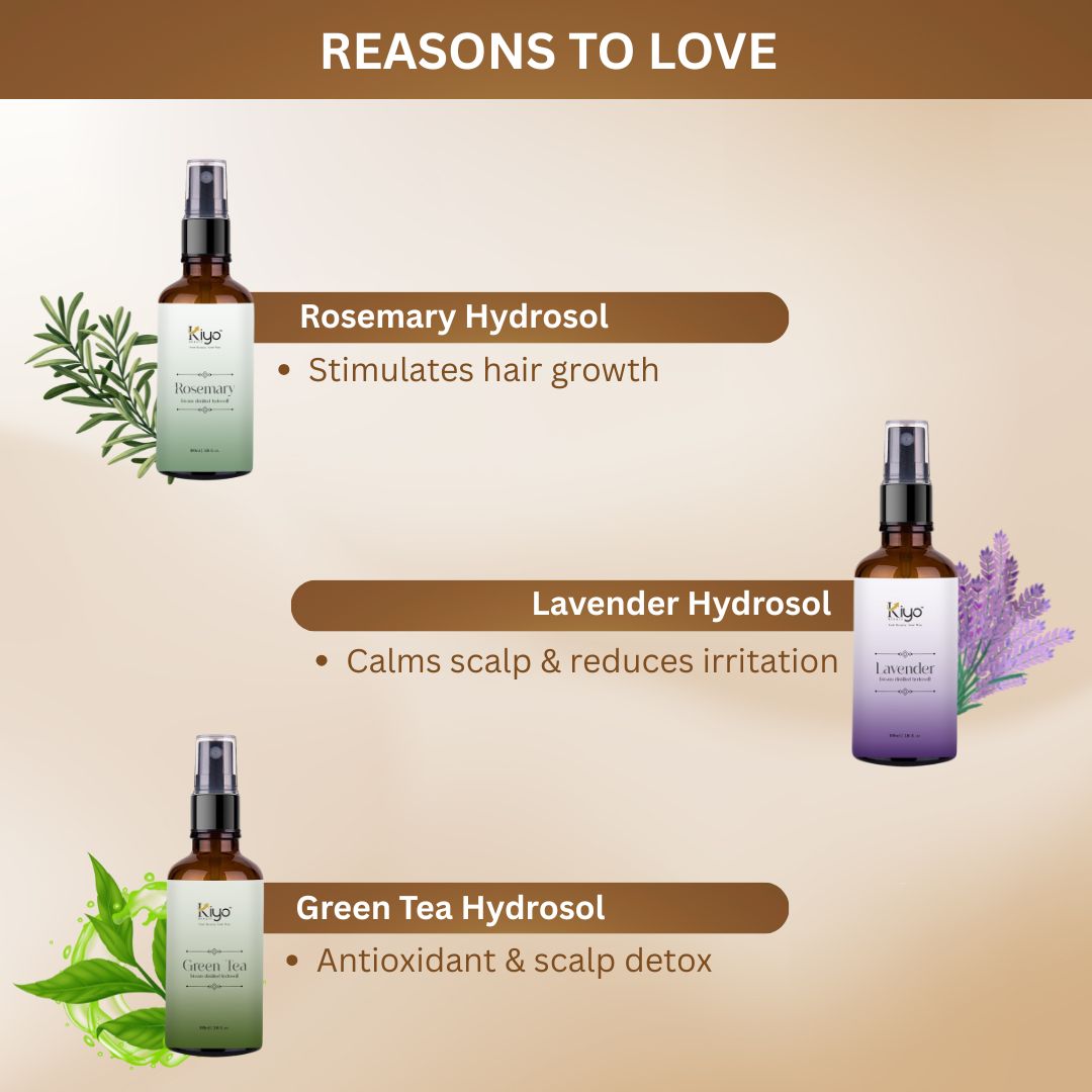 Rosemary + Lavender + Green tea - Kiyo Beauty Hydrosol Trio-Hydrosol-Kiyo Beauty India-Kiyo Beauty India