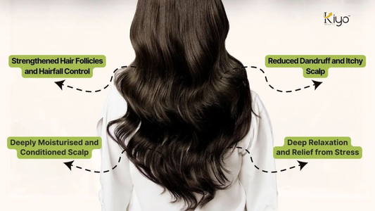 Long healthy hair showing results of ayurveda oil for hair regrowth with reduced hair fall and improved scalp health