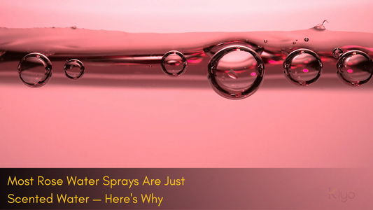 rose water spray bubbles showing difference between synthetic scented water and real steam distilled rose hydrosol