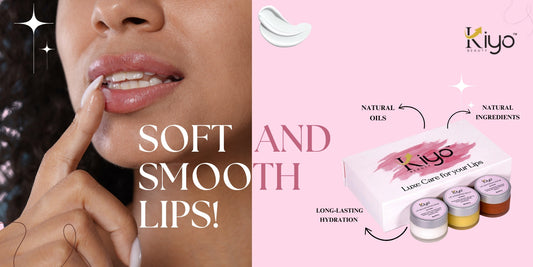Kiyo Beauty's natural lip care kit, featuring scrub and balm for your daily Lip Care Routine, resulting in soft, smooth lips.