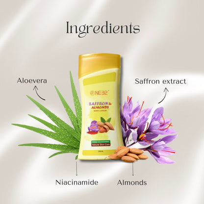NE32 Saffron Almond Body lotion-Skin Care-NE32-Kiyo Beauty India