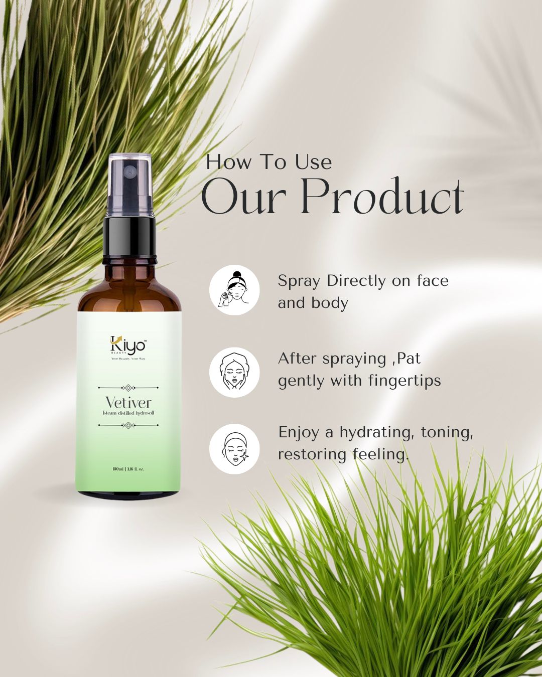 Kiyo BEAUTY Vetiver Hydrosol-Hydrosol-Kiyo Beauty India-Kiyo Beauty India